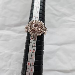 Rose Gold Silver Ring Morganite Diamond Simulants